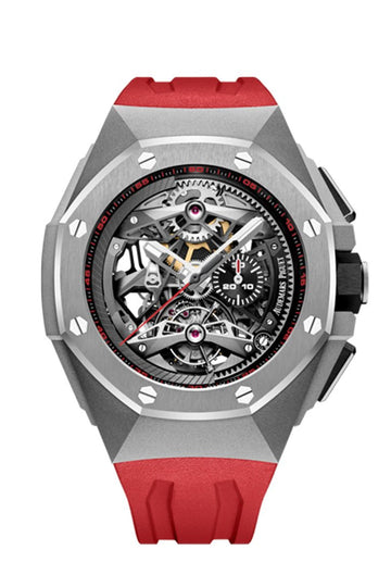 Audemars Piguet Royal Oak Concept Tourbillon Chronograph in Titanium Red Rubber Strap with Skeleton Dial 26587TI.OO.D067CA.01