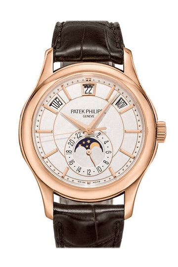 Patek Philippe Complications Annual Calendar Moonphase Rose Gold Brown Leather Men's Watch 5205R-001 5205R
