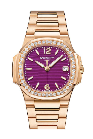 Patek Philippe Nautilus Diamonds Purple Dial Rose Gold Ladies Watch 7010/1R-013