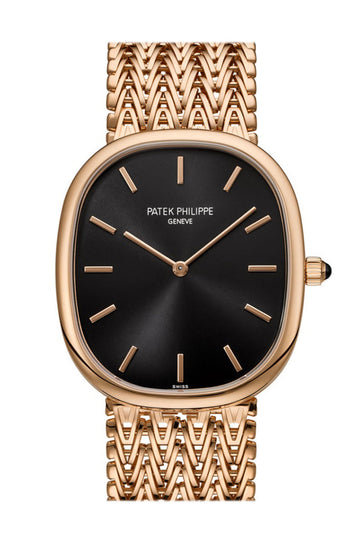 Patek Philippe Golden Ellipse Black Dial Rose Gold Watch 5738/1R