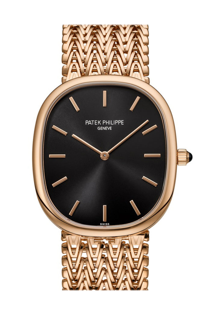 Patek Philippe Golden Ellipse Black Dial Rose Gold Watch 5738/1R