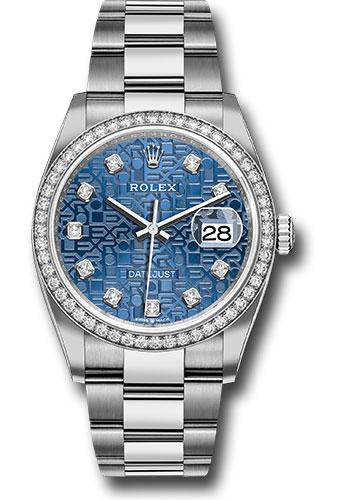 Rolex Steel Datejust 36 Watch - Diamond Bezel - Blue Jubilee Diamond Dial - Oyster Bracelet  - 126284RBR bljdo